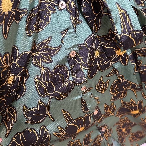 Who What Wear Green Floral Shirt Dress - Picture 3 of 9